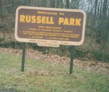 Welcoming Sign to Russell Park